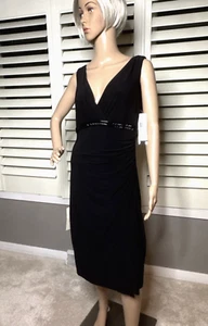 Vestido Lauren Ralph Lauren Negro NUEVO ETIQUETA VERDE Talla 12 $138 Nuevo con Etiquetas Noche Formal - Imagen 1 de 16