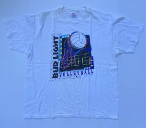Vintage 90er Jahre Budweiser Volleyball Bud hell bunt T-Shirt weiß extra groß - Bild 1 von 8