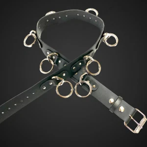 Large O Ring Bondage Punk Leather Belt Belt Goth Metal Thrash Funk Plus USA  - Picture 1 of 3