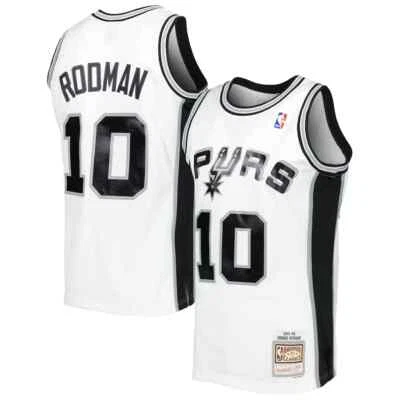 100% Authentic Dennis Rodman White San Antonio Spurs Swingman Jersey Throwback - Image 1 of 4