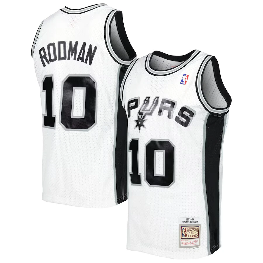 100% Authentic Dennis Rodman White San Antonio Spurs Swingman Jersey Throwback - Image 1 of 4