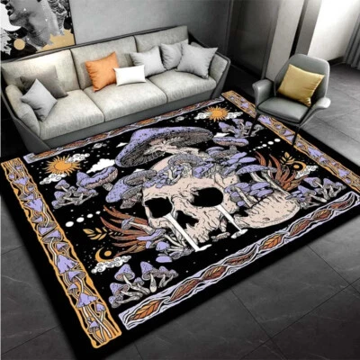 Gothic Skull Mushroom Area rug,Skull Mat Decor Gothic Carpet,Gothic Floor Mat - Image 1 of 4