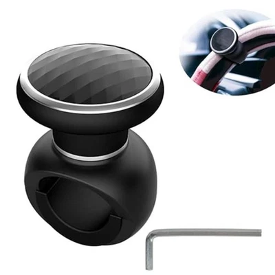 Sleek Design Car Truck Boat Steering Wheel Spinner Non Slip Grip Black - Image 1 of 4