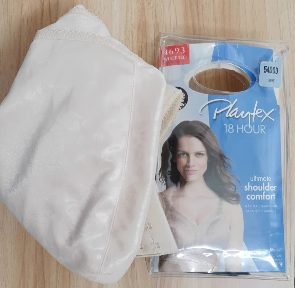 New Playtex 18 Hour Ultimate Shoulder Comfort Wireless Bra 4693 54DDD Beige - Image 1 of 1