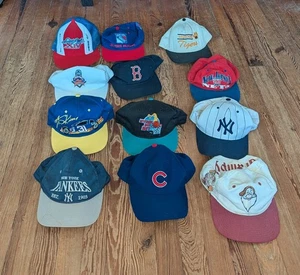 Vintage Snapback Hat Lot Of 12 MLB Yankees Disney Nascar Blockhead College - Picture 1 of 20