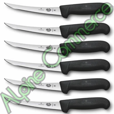 *6 Cuchillos" Victorinox Fibrox Deshuesado Curvo Negro Mango TPE 6" Hoja 5.6603.15 Foto 1 de 4