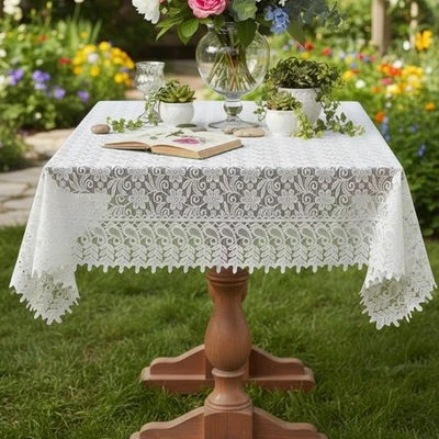 Embroidered Table Decor Delicate Macrame Pattern Generous Coverage For Tables - Image 1 of 4