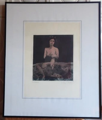 halbnackte Dame Lithografie 47/100 signiert - Bild 1 von 4