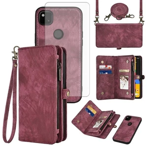 Handy Hülle für Google Pixel 4a 4G Reißverschluss Brieftasche Magnet Abnehmbare Handyhülle... - Bild 1 von 8