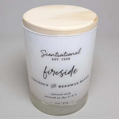 Mezcla de cera de coco y abejas Scentsational Fireside mecha natural 11 oz 311 g vela NUEVO Foto 1 de 3