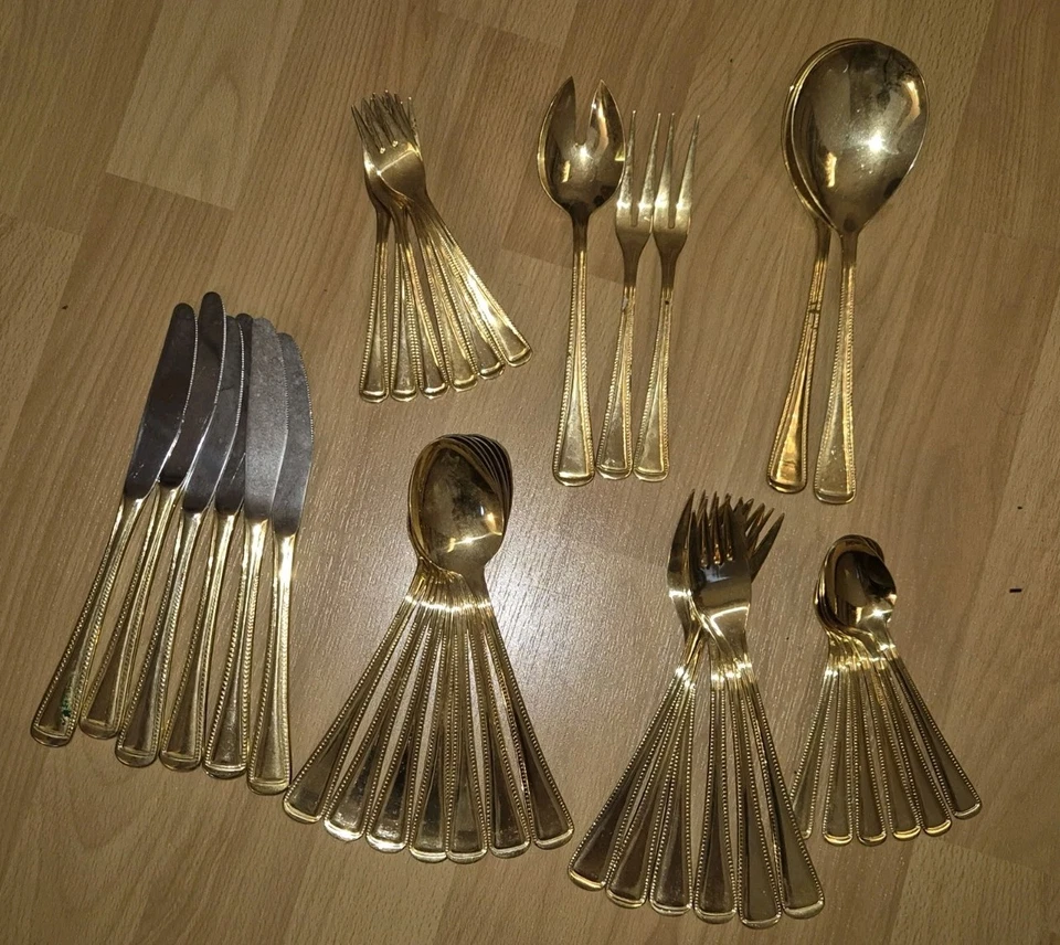 23/24 Karat vergoldetes Besteck Hartvergoldet  Solingen 36 Teile - Bild 1 von 2