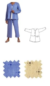 NEW FLAX BOLD GENEROUS LADY SHARM LINEN JACKET MUSHROOM DOTTY or LARKSPUR DOTTY - Picture 1 of 2