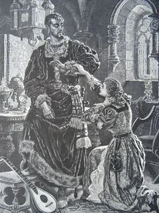 c1883 Antique Print OTHELLO & DESDEMONA Othello (2) - The Royal Shakspere - Picture 1 of 2