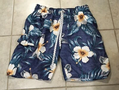 Traje de baño Newport azul para hombre estampado floral pantalones cortos talla S forro con cordón Foto 1 de 4