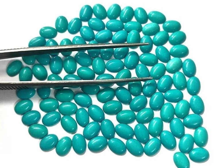 Lab Grown Turquoise 50 Pieces 4x6mm Oval Cabochon Loose Gemstone For Jewelry - Image 1 of 1
