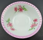 Decorative China Floral Pattern Pink Edged Bowl 7" Round Japan Collectilbe Decor