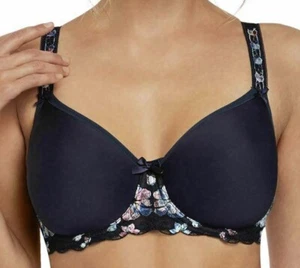 Fantasie Nadine BH Gr. 30DD dunkelblau geblümt glatt Cup atmungsaktiv - Bild 1 von 2