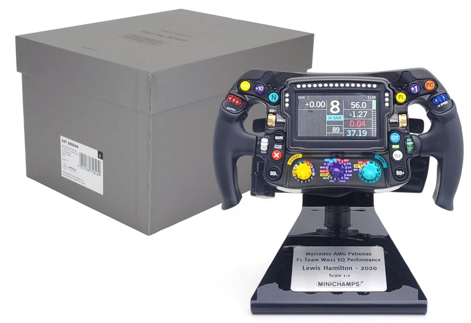 Minichamps Mercedes-AMG W11 2020 Lewis Hamilton Steering Wheel Replica 1/2 Scale - Image 1 of 4