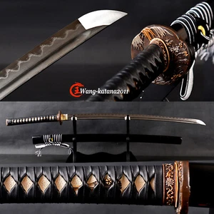 Clay Tempered Folded T10 Katana Sharp Japanese Samurai Sword Handmade Real Hamon - Picture 1 of 12