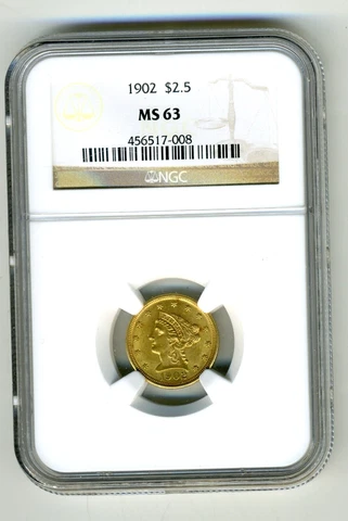 1902 LIBERTY HEAD QUARTER EAGLE $2.5 GOLD NGC MS63 Cover