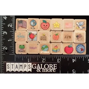 HERO ARTS RUBBER STAMPS XS MINI SET 18 SCHOOL APPLE GOOD WORK GRADUATION #1617 - Picture 1 of 3