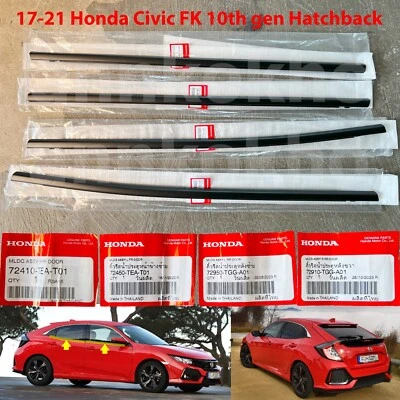17-21 Genuine Honda Civic FK front rear outer door belt line molding rubber seal - Image 1 of 4