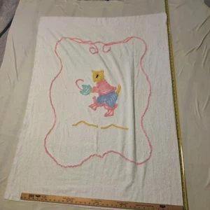 Vintage Cotton Chenille Fabric  with Cute Animal Baby Bedspread See Pictures  - Picture 1 of 3