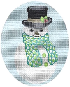 Needlepoint Handpainted Christmas CBK Herend Snowman 4x5 - Picture 1 of 1