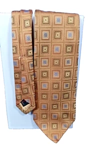 Robert Talbott Nordstrom erstklassige Krawatte Seide gold blau geometrisches Muster - Bild 1 von 6