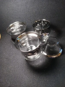 Vintage Mid Century Set of 3 Dorothy Thorpe Silver trim Seafood Glasses - Picture 1 of 3