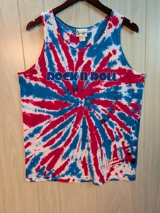 Vtg y2k WALT DISNEY WORLD Rock N Roll Coaster Tie Dye Tank Top LARGE Blue Red - Picture 1 of 7
