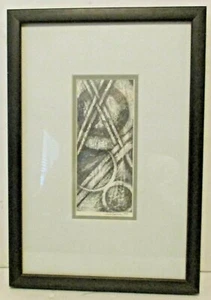 Litografía geométrica firmada en blanco y negro 1992 mate y enmarcada - Imagen 1 de 6