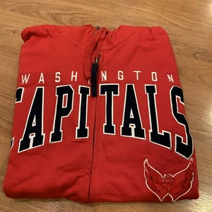 Washington Capitals Men Full-Zip Embroidered Hoodie Sweat Shirt Size L - Picture 1 of 2