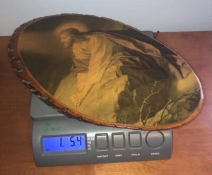 VTG German Lacquered Live Edge Tree Wood Wall Slice Hanging Plaque RELIGIOUS Art - Picture 1 of 7