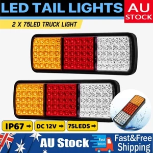 2x 75 LED Tail Lights Stop Indicator Reverse 12V Ute Trailer Caravan Truck Boat - Picture 1 of 12