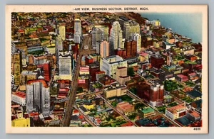 Detroit Michigan MI Luftaufnahme Geschäftsabschnitt Postkarte 1915-30 - Bild 1 von 2