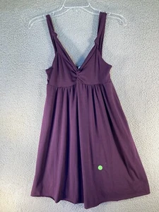 Hannah Women's Junior's Short Halter Dress Medium  Plum Babydoll Raw Hem - Picture 1 of 12