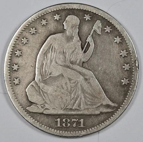 1871-s Seated Liberty Half.   VG.  186365 Cover