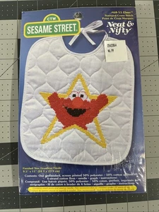 ELMO Bib Cross Stitch Kit Sesame Street Neat &Nifty Stamped New Vtg 1999 Janlynn - Picture 1 of 8