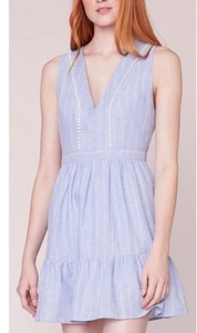 B Dakota It's a Date Leinen Baumwolle Sommerkleid ärmellos blau A-Linie Damengröße 4 - Bild 1 von 8