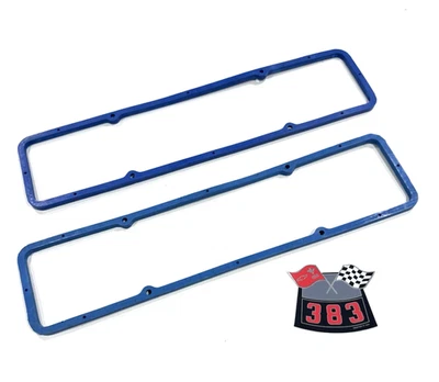 SBC valve cover gaskets X-THICK Rubber Steel Core Blue Improved 383 flag free - Image 1 of 4