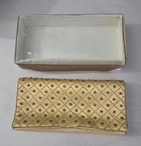 La Regale Vintage Gold Beaded Satin Evening Bag Purse Clutch w/Box - Picture 1 of 5