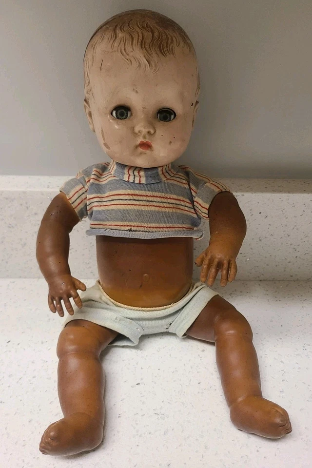 Cryer Baby Doll Vintage 1950's Magic Skin Crack In Head - Image 1 of 4
