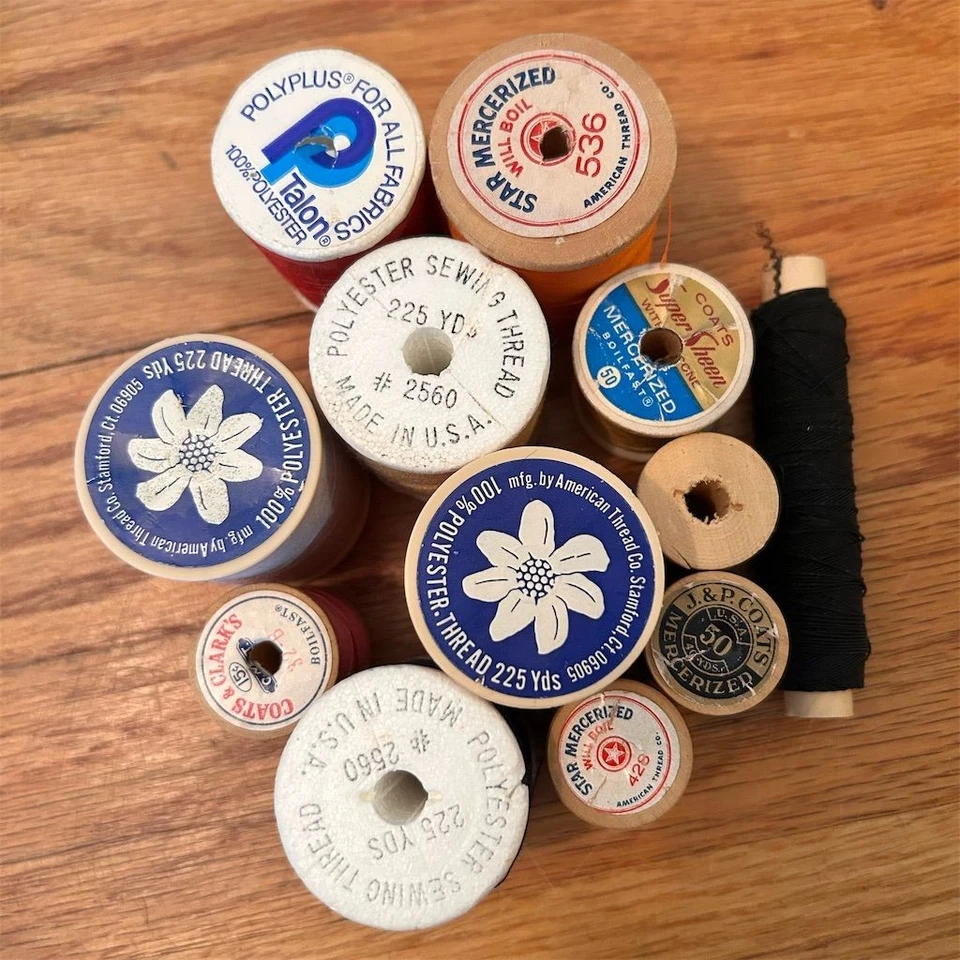 Vintage Thread Spools Lot - American Thread Co, J&P Coats & More - Image 1 of 3