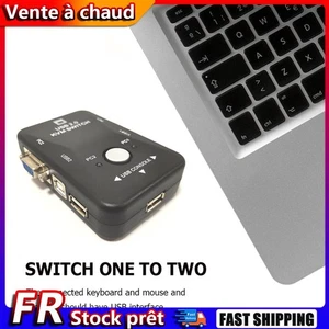 Adaptateur sélecteur de commutateur KVM USB 2.0 VGA 2 en 1 sortie pour clavier s - Photo 1/12