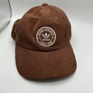 ADIDAS ORIGINALS CORDUROY HAT NWOT brown trefoil unstructured strapback ADULT - Picture 1 of 7