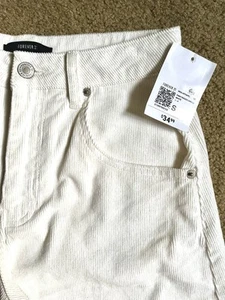 New! Forever 21 White Corduroy Baggy Barrel Ankle Pants Women’s Small Hippie - Picture 1 of 14