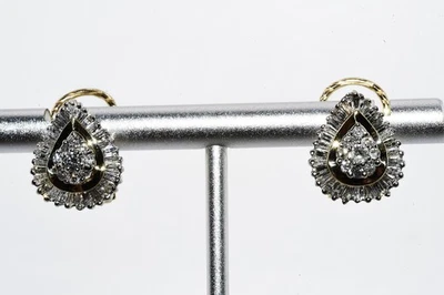 Brincos de argola Huggie cluster diamante branco corte misto natural 14K 1,45 CT US$ 4.000 - Imagem 1 de 4