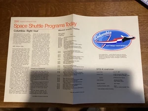 SPACE SHUTTLE PROGRAMS TODAY MISSION STS-4 EPHEMERA WITH CREW DESIGN STICKER - Picture 1 of 2