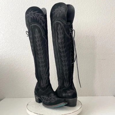 Botas de Vaquero Lane LEXINGTON Sobre la Rodilla para Mujer 6 Negras Gamuza Vaquera Occidental Foto 1 de 4